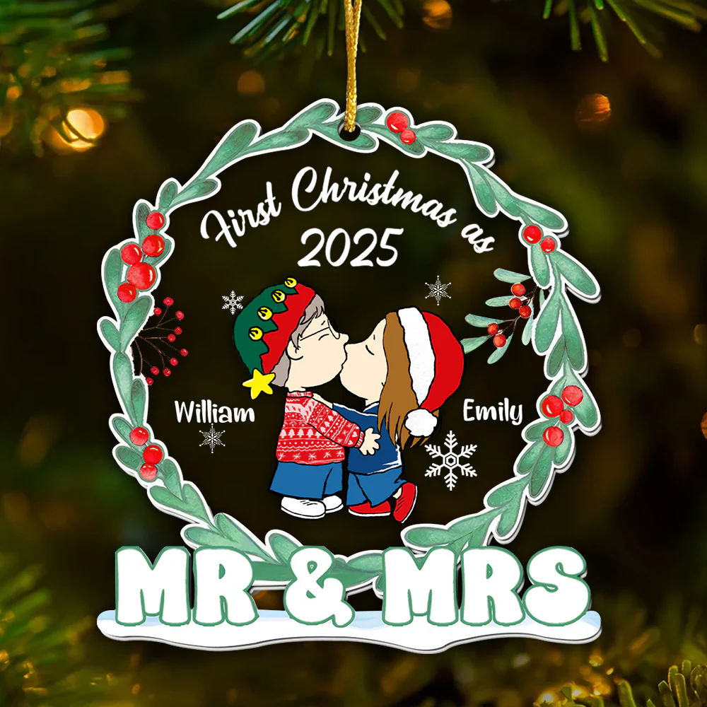 First Christmas As Mr & Mrs - Personalized Acrylic Ornament - Anniversary, Christmas Gift For Couple | CL45 HH01 - Image 2