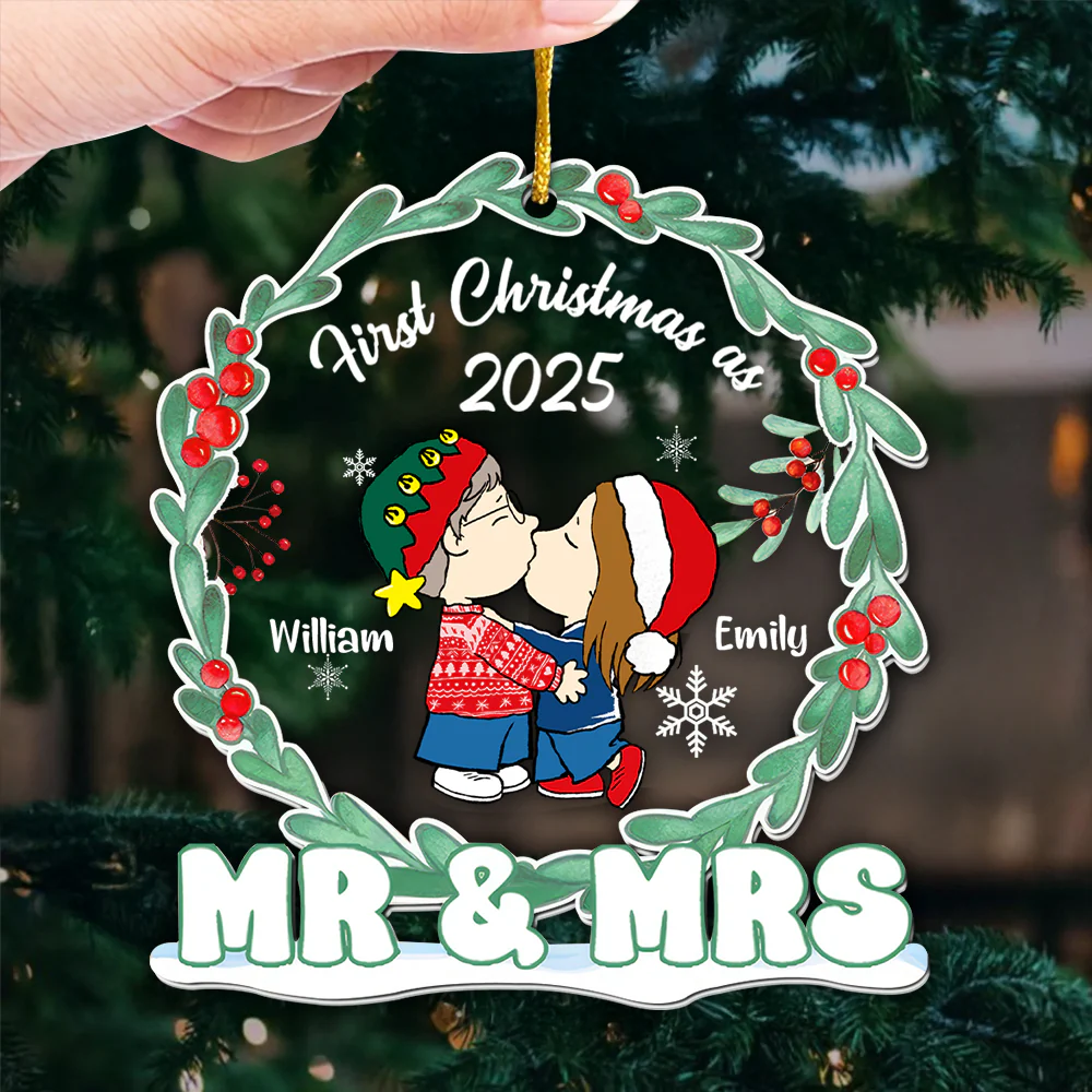 First Christmas As Mr & Mrs - Personalized Acrylic Ornament - Anniversary, Christmas Gift For Couple | CL45 HH01 - Image 3