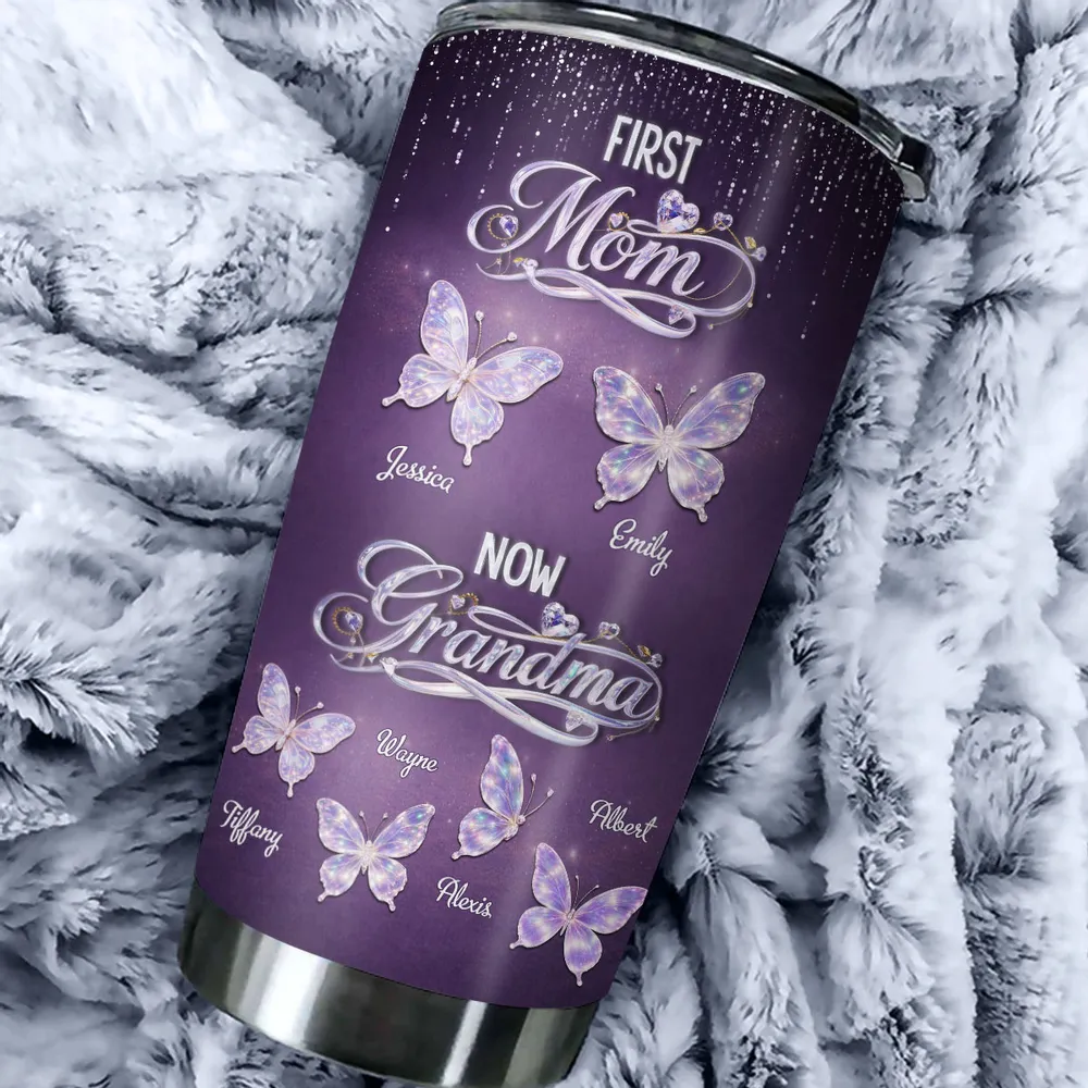 First Mom Now Grandma Crystal - Personalized Tumbler - Gift For Mom, Grandma HN02 - Image 2
