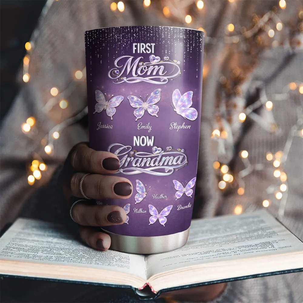 First Mom Now Grandma Crystal - Personalized Tumbler - Gift For Mom, Grandma HN02 - Image 4