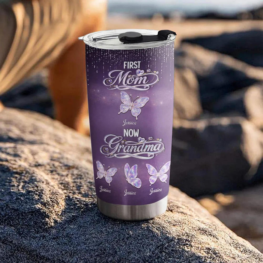 First Mom Now Grandma Crystal - Personalized Tumbler - Gift For Mom, Grandma HN02 - Image 6