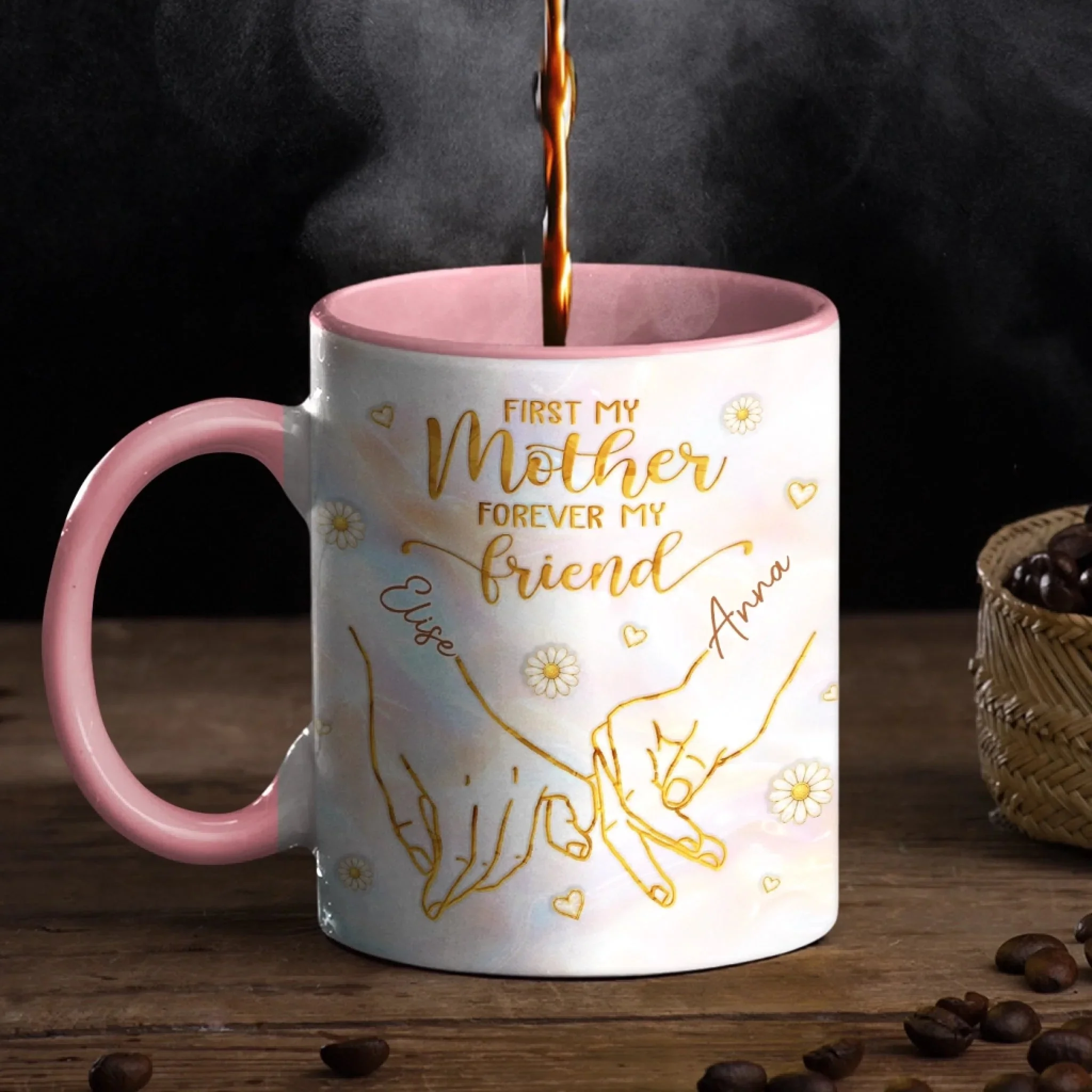 First My Mother Forever My Friend - Personalized Accent Mug - Gift For Mom, Grandma HN02 - Image 2
