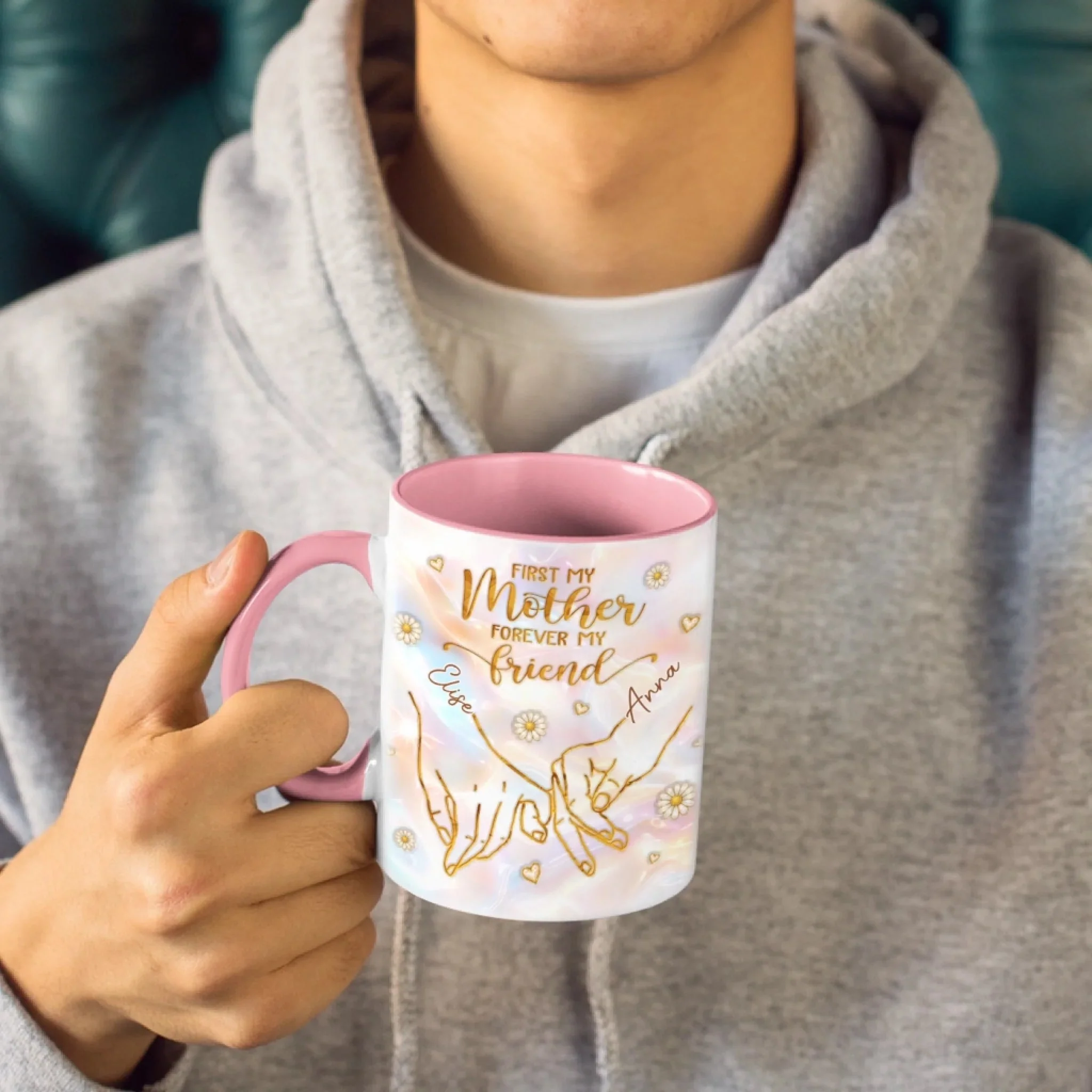 First My Mother Forever My Friend - Personalized Accent Mug - Gift For Mom, Grandma HN02 - Image 3