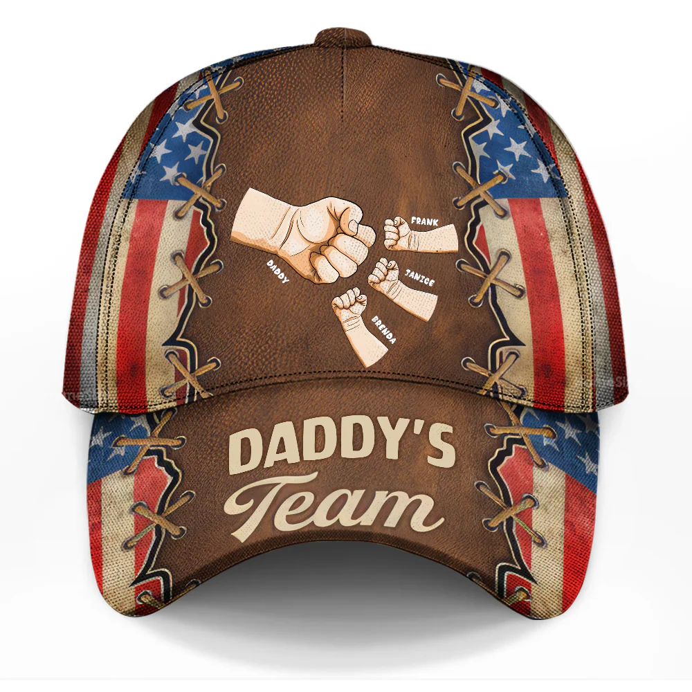 Fist Bump, We Are In Daddy's Team - Personalized Classic Cap - Gift For Dad, Grandpa, Father's Day | GR6 NA94 - Image 3