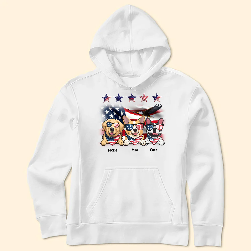 Five Star American Flag Dog, Cat Lover - Gift For Pet Lovers - Personalized TShirt - Image 5