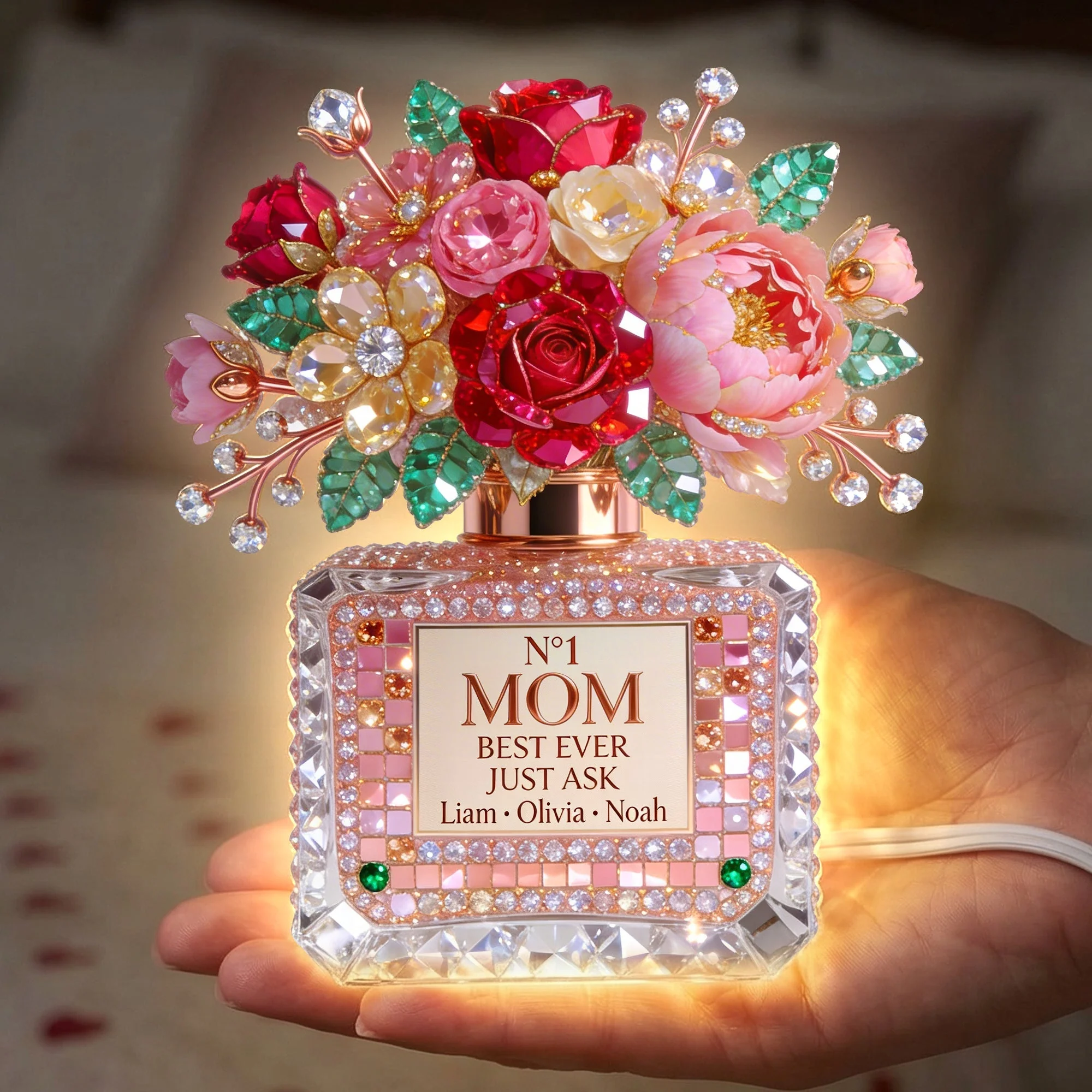 Floral Perfume Bottle - Personalized Custom Shaped Acrylic Light Box - Gift For Mom, Grandma HN02 - Image 2
