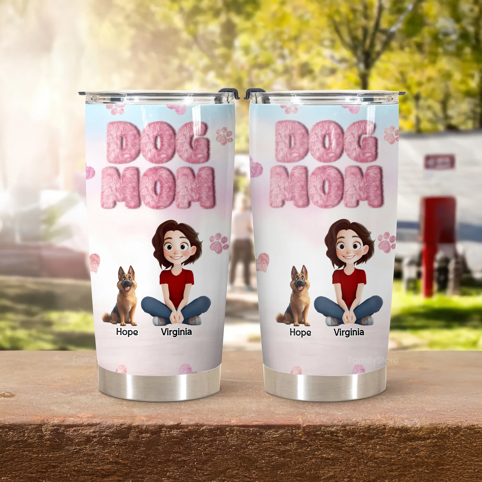Fluffy Dog Mom 3D Inflated Effect Cartoon Dog - Personalized Tumbler Cup - Gift for Pet Owners, Pet Lovers, Dog Mom | CLP15 NH96 - Image 3