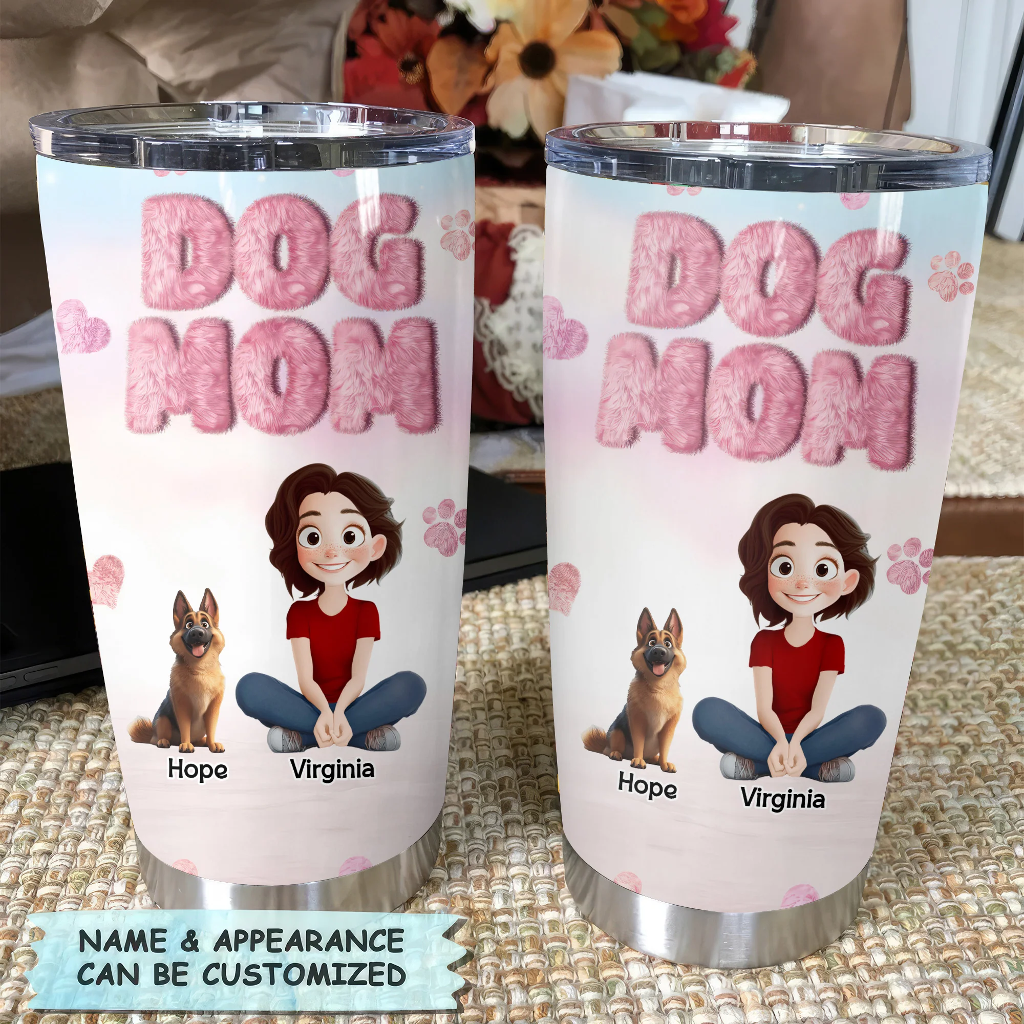 Fluffy Dog Mom 3D Inflated Effect Cartoon Dog - Personalized Tumbler Cup - Gift for Pet Owners, Pet Lovers, Dog Mom | CLP15 NH96 - Image 4