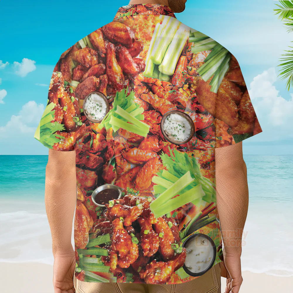 Food Ain't Nothing Chicken Wing Hawaiian Shirt - Image 5