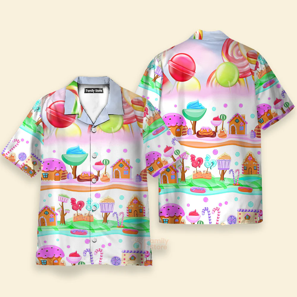Food Dessert Colourful Cookies Candy Lolipop Hawaiian Shirt - Image 2