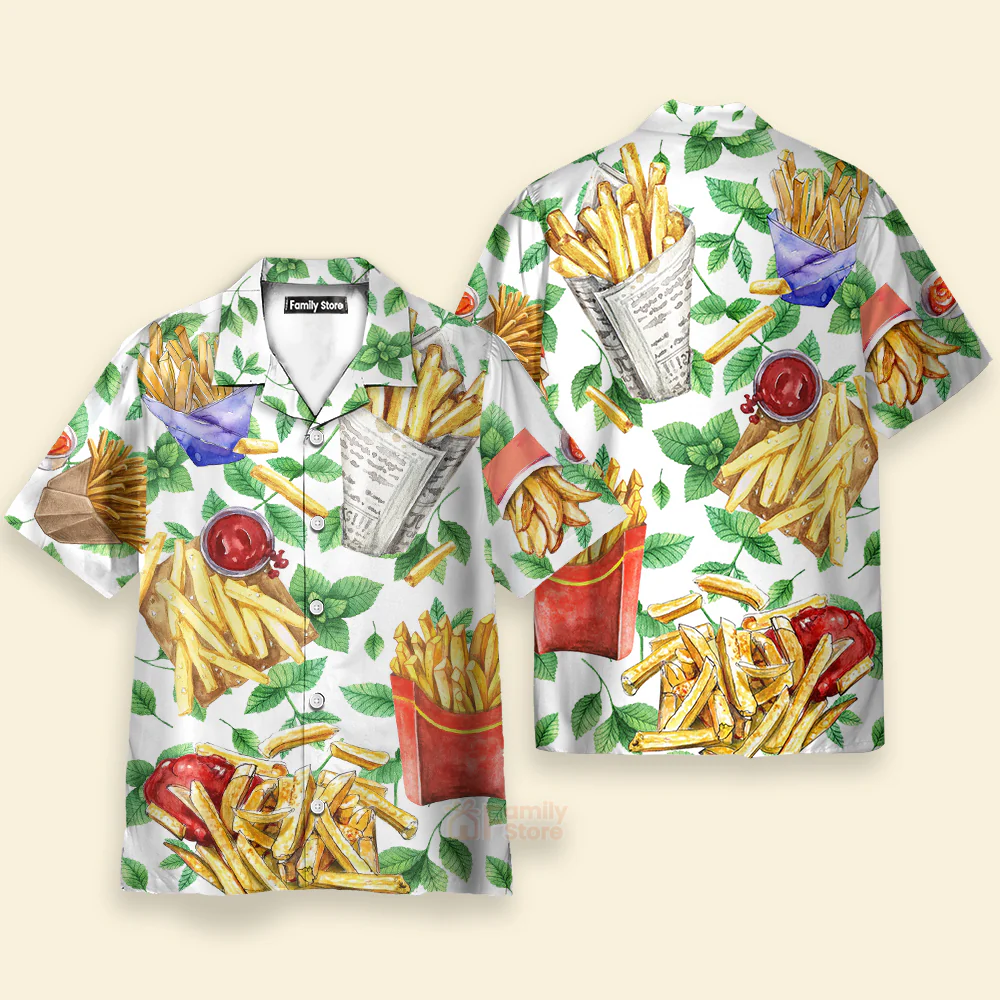 Funny Food French Fries Delicious Style - Hawaiian Shirt - Image 2