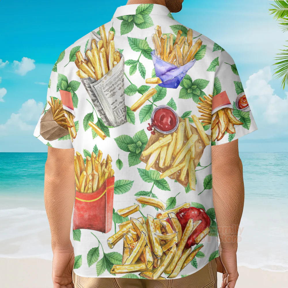 Funny Food French Fries Delicious Style - Hawaiian Shirt - Image 3
