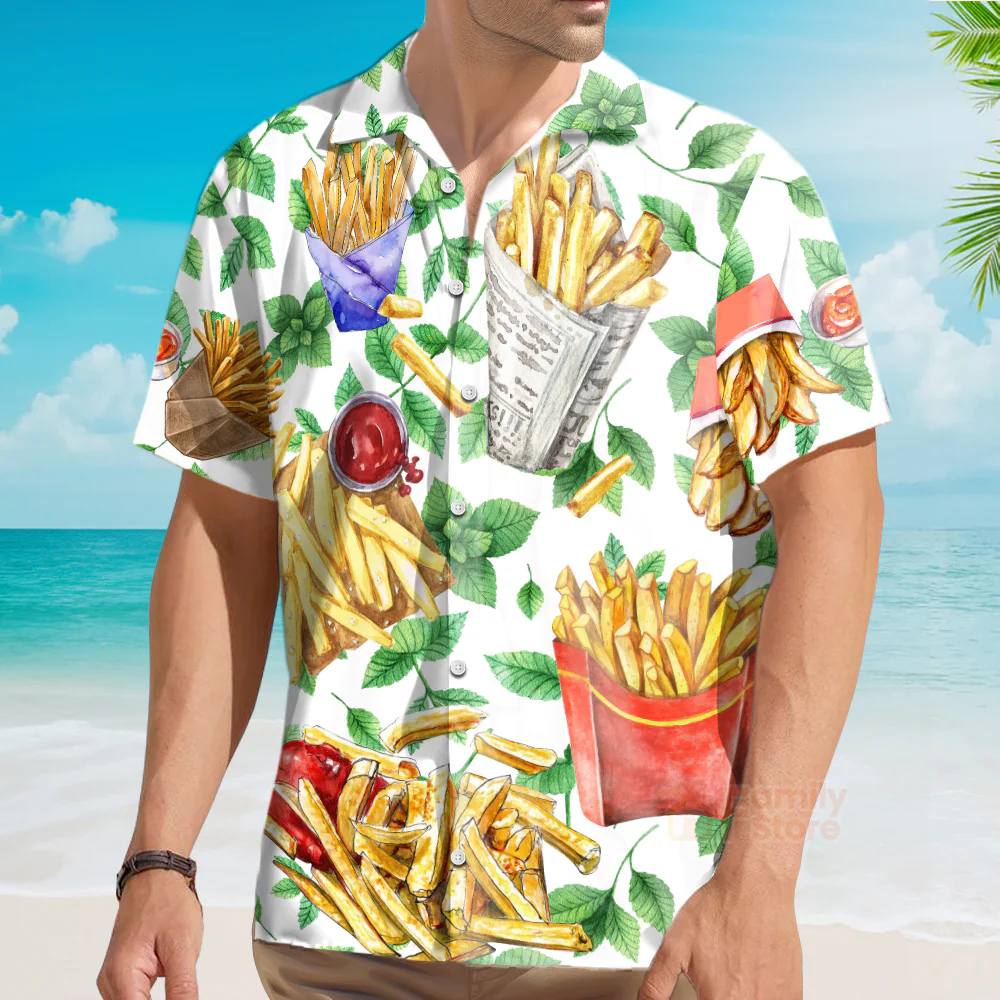 Funny Food French Fries Delicious Style - Hawaiian Shirt - Image 4