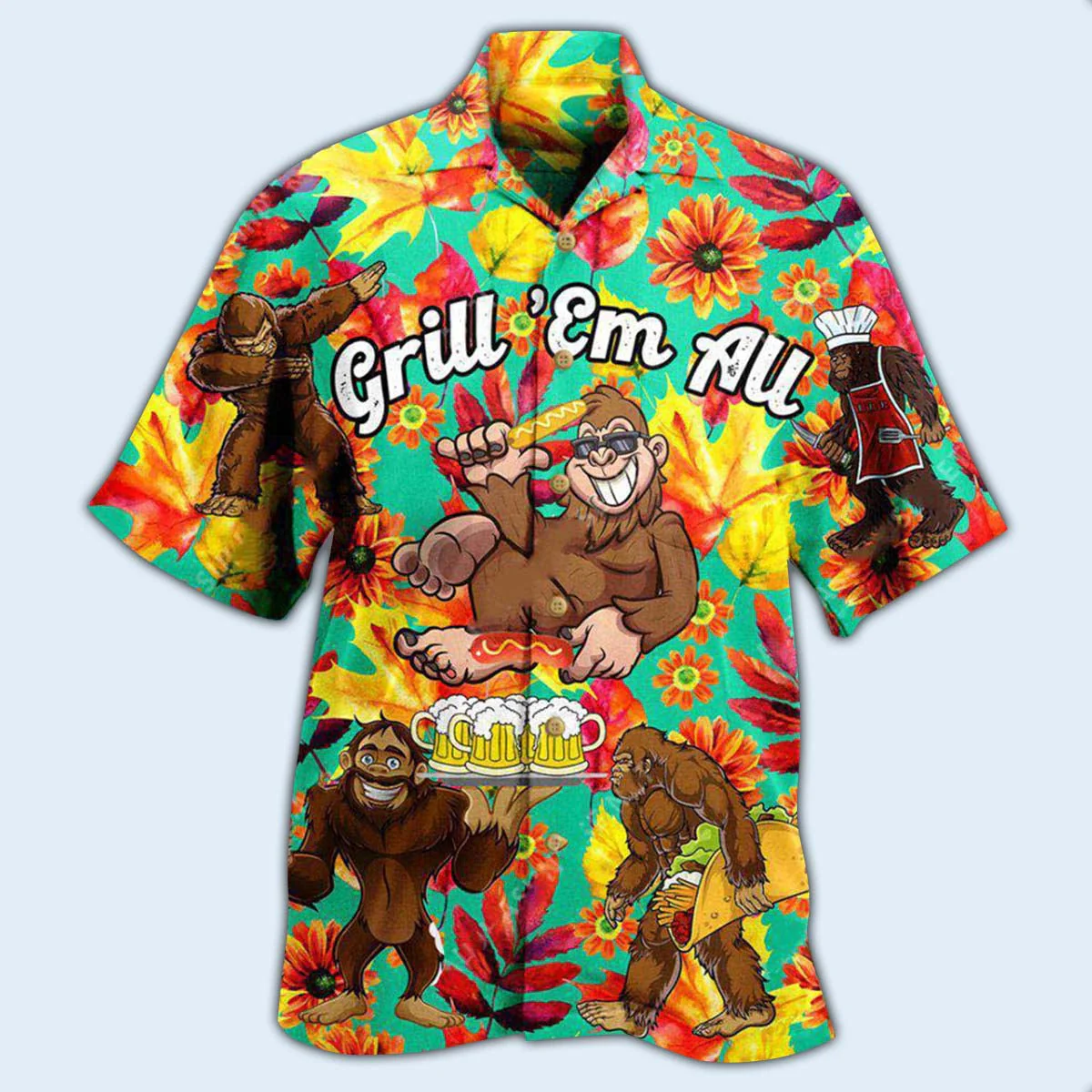 Food Grill Em All Funny Barbecue Cool Hawaiian Shirt - Image 2