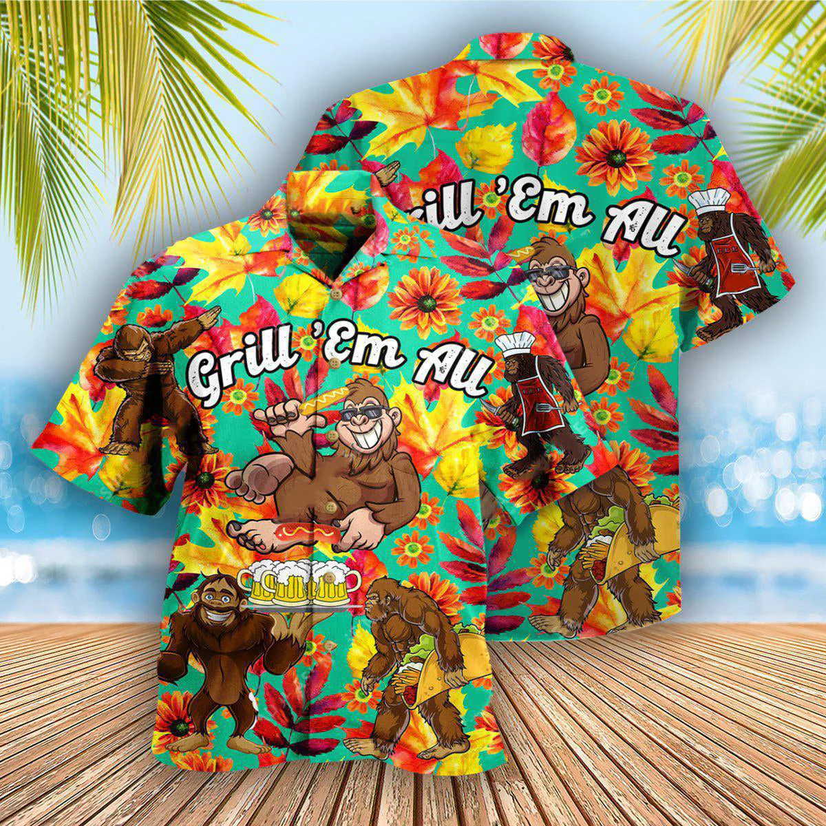 Food Grill Em All Funny Barbecue Cool Hawaiian Shirt - Image 3