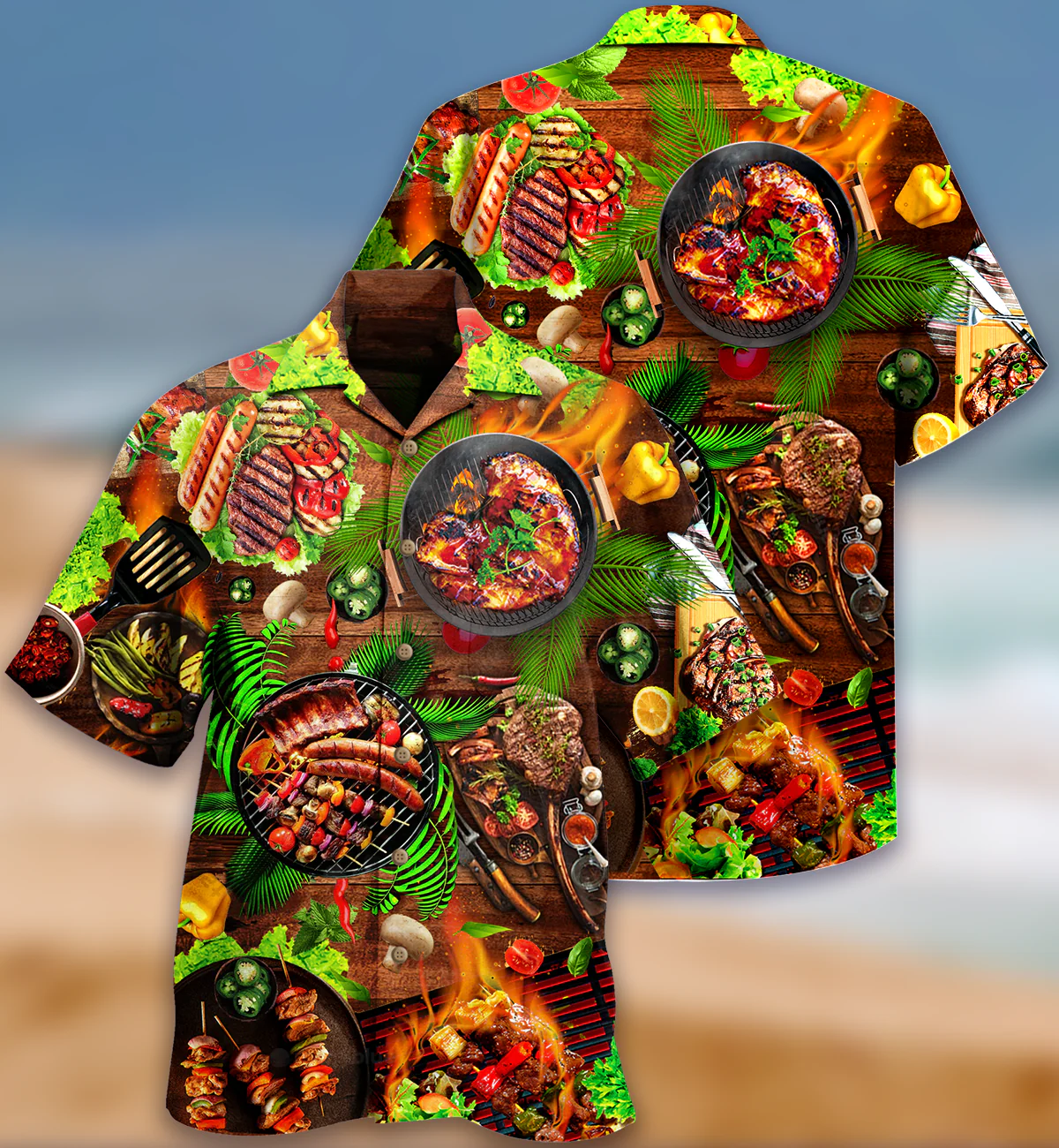 Food Love Fresh BBQ Hawaiian Shirt - Image 3