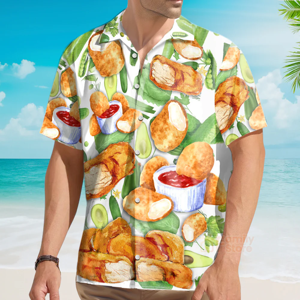 Food Lover Chicken Nugget Make Me Happy Hawaiian Shirt - Image 3