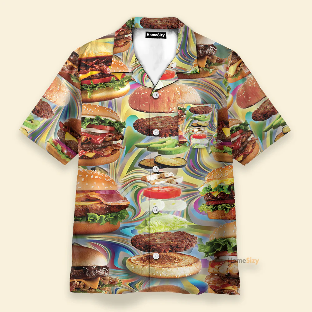 Food Lover My Love Is For Hamburger Hawaiian Shirt - Image 2