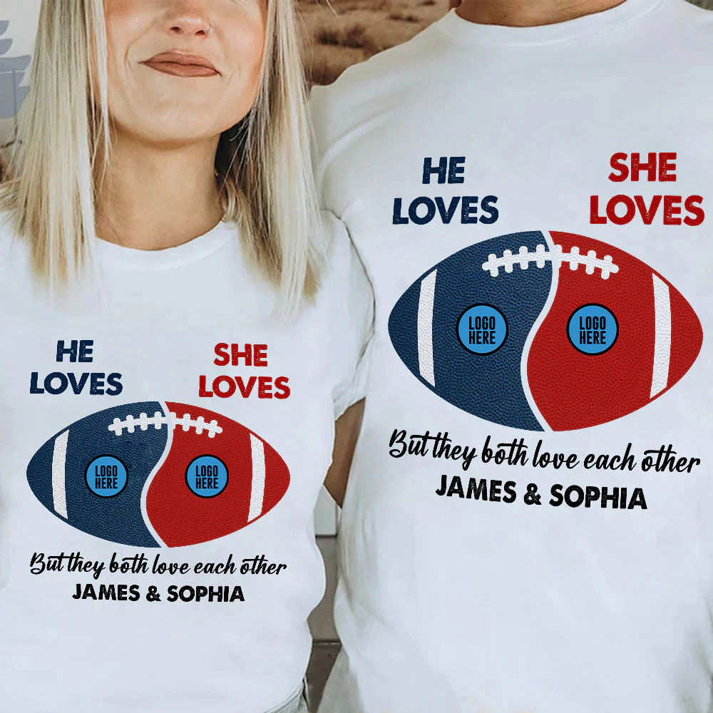 Football Couple Custom Team Logo - Personalized Shirt - Gifts For American Football Lover | TM15 HN02