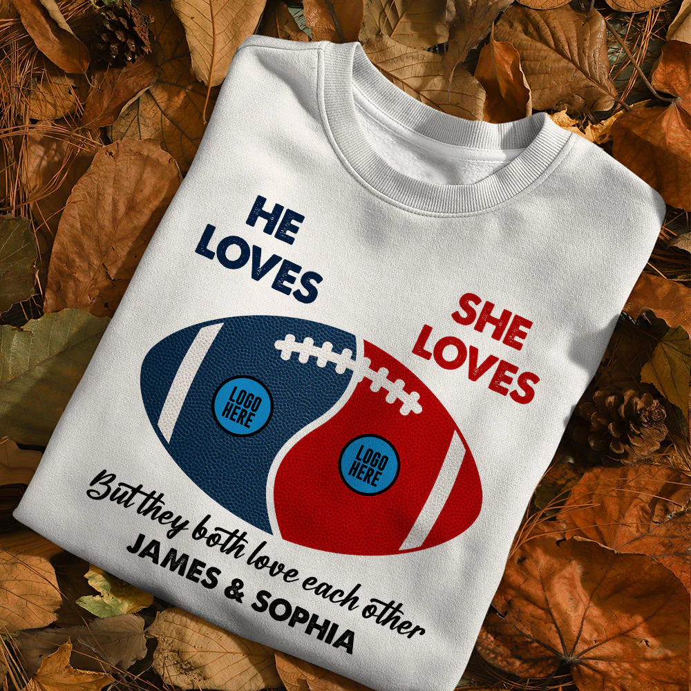 Football Couple Custom Team Logo - Personalized Shirt - Gifts For American Football Lover | TM15 HN02 - Image 2