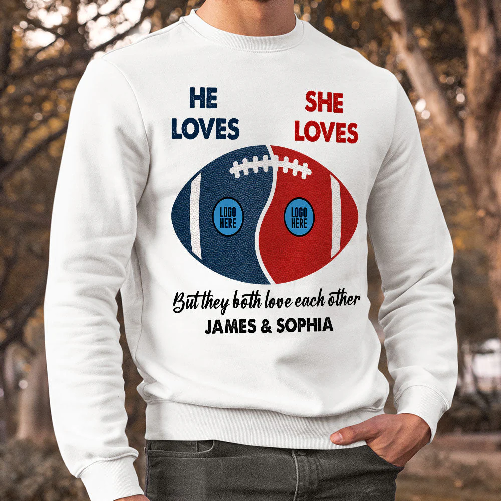 Football Couple Custom Team Logo - Personalized Shirt - Gifts For American Football Lover | TM15 HN02 - Image 3