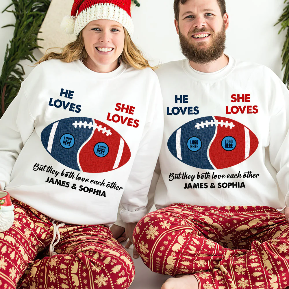 Football Couple Custom Team Logo - Personalized Shirt - Gifts For American Football Lover | TM15 HN02 - Image 5