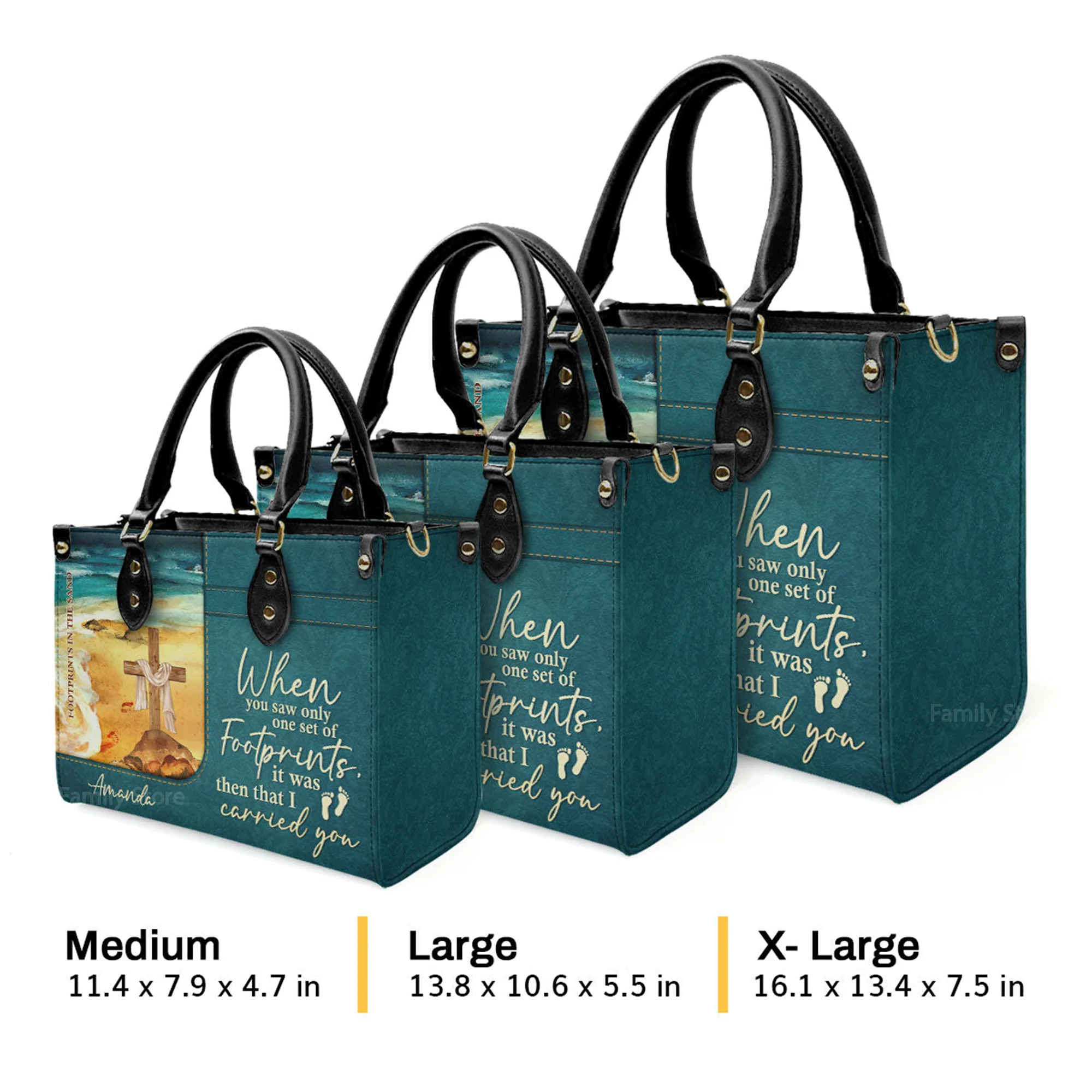 Footprints In The Sand - Unique Personalized Leather Handbag - AT4080940 - Image 4