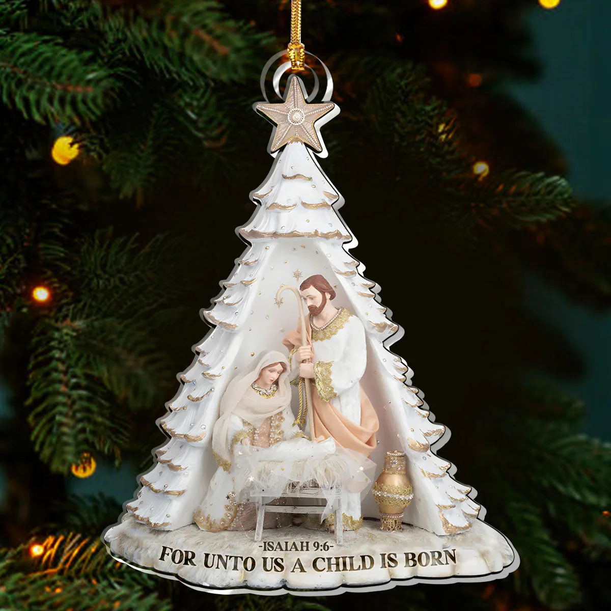 For Unto Us A Child Is Born - Personalized 1-Layer Acrylic Ornament - Gift For Family, For Christmas HL128 - Image 3