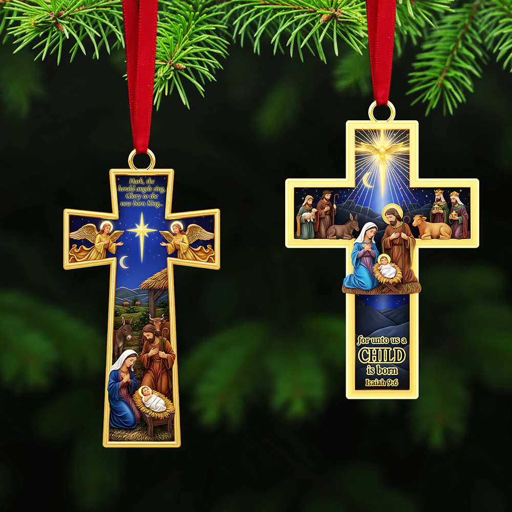 For Unto Us A Child Is Born - Personalized Acrylic Ornament - Gifts For Jesus Lover TD118 - Image 2
