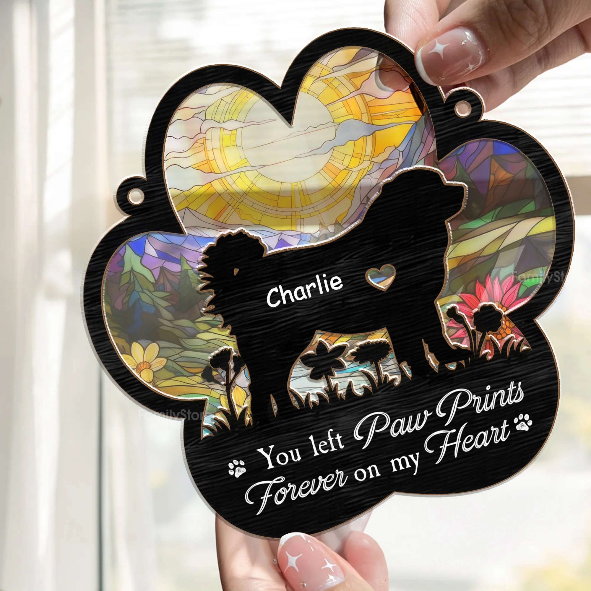 Forever In My Heart - Memorial Gift For Pet Lovers - Personalized Window Hanging Window Hanging Suncatcher Ornament - CLP05 NA94 - Image 2