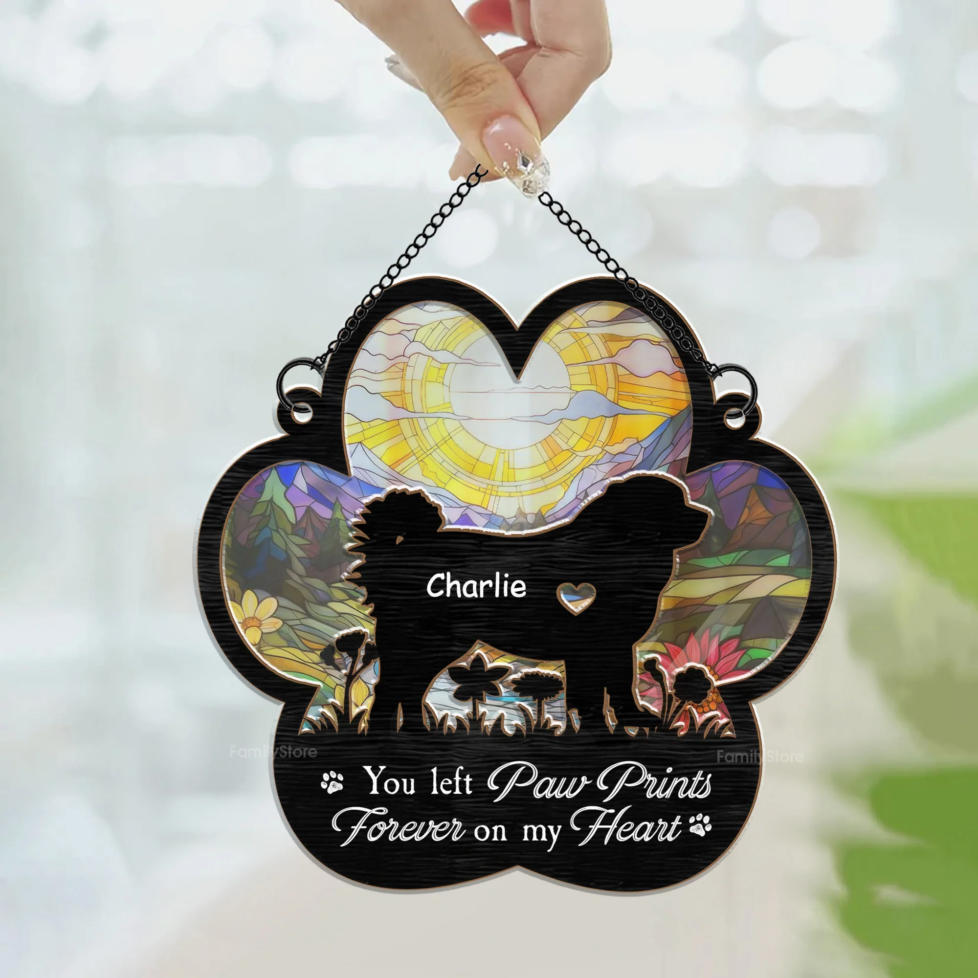 Forever In My Heart - Memorial Gift For Pet Lovers - Personalized Window Hanging Window Hanging Suncatcher Ornament - CLP05 NA94 - Image 3