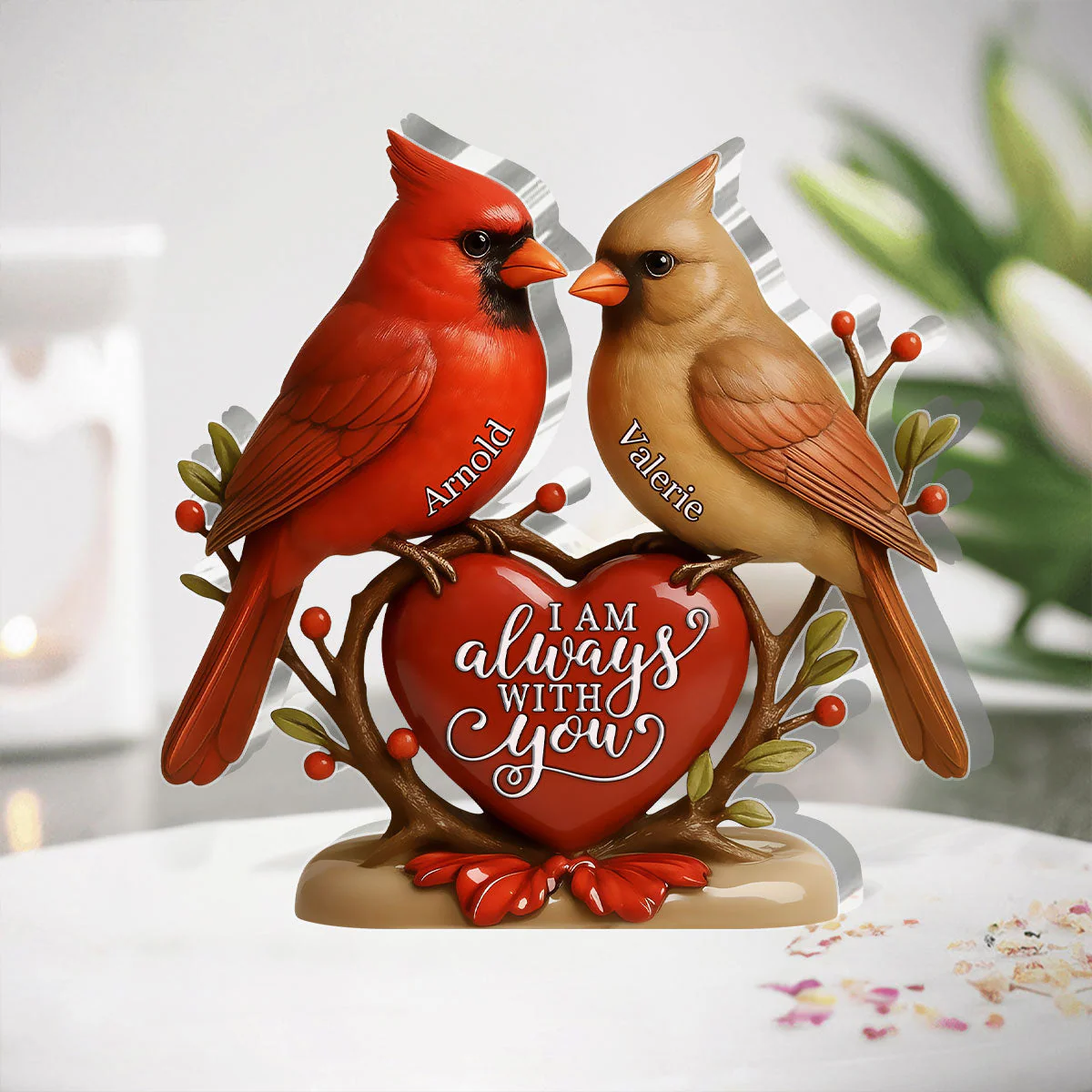 Forever Together Cardinals - Personalized Acrylic Plaque - Gift For Couple HL128
