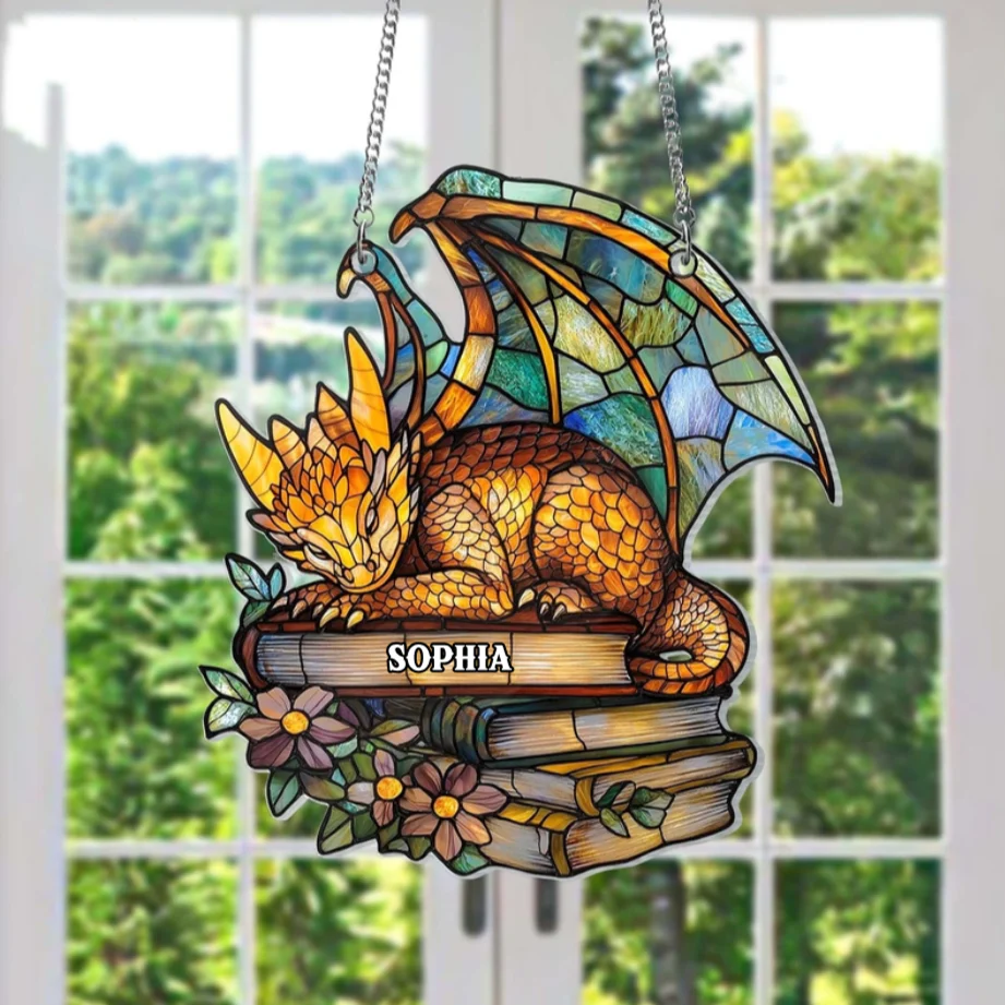 Fourth Wing Andarna Book - Personalized Dragon Suncatcher - Fantasy Gift For Readers, Dragon Lovers | HH01 - Image 2