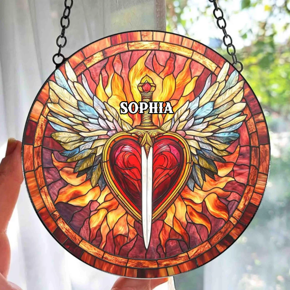 Fourth Wing Fireheart - Personalized Windown Hanging Suncatcher - Christmas Gift For Dragon & Book Lovers, Readers HH01 - Image 2