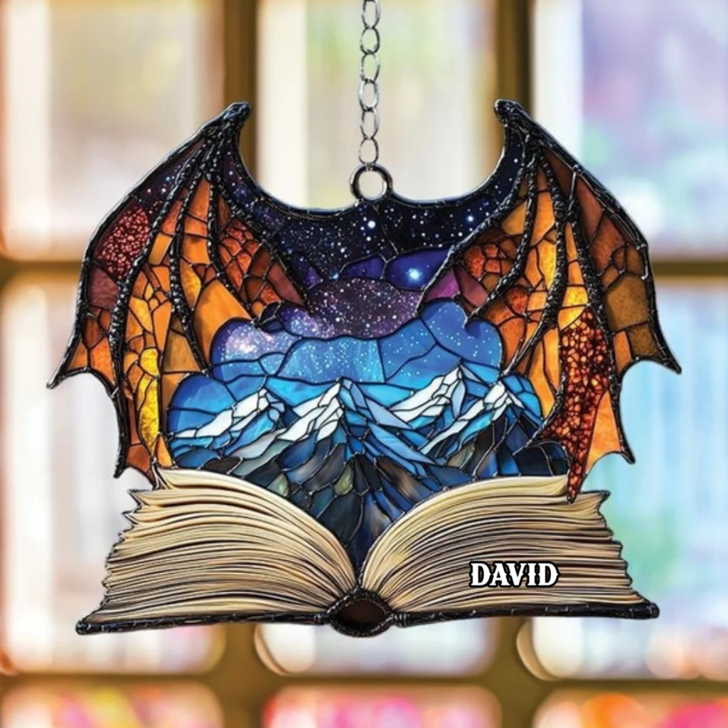 Fourth Wing Night Court - Personalized Window Hanging Suncatcher Ornament - Christmas Gift For Book Lovers, Readers HH01