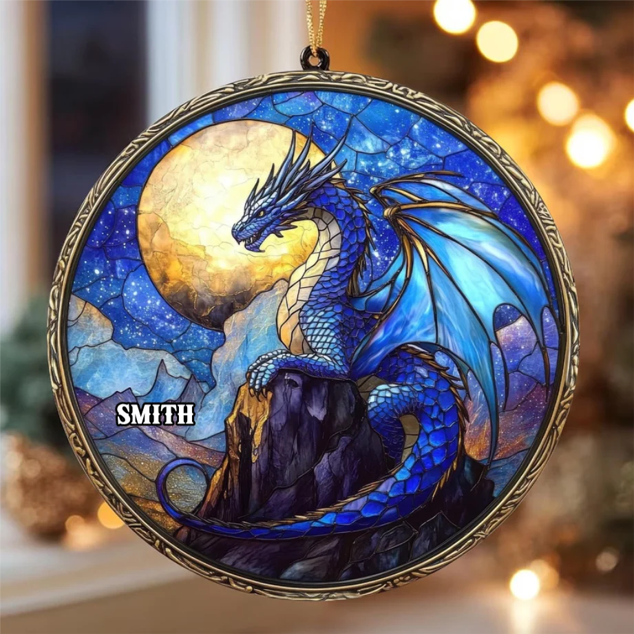 Fourth Wing Onyx Storm - Personalized Window Hanging Suncatcher Ornament - Christmas Gift For Dragon Lovers, Readers HH01