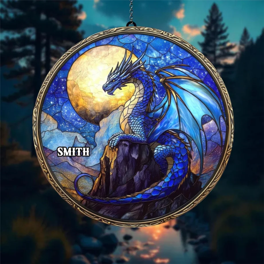 Fourth Wing Onyx Storm - Personalized Window Hanging Suncatcher Ornament - Christmas Gift For Dragon Lovers, Readers HH01 - Image 2