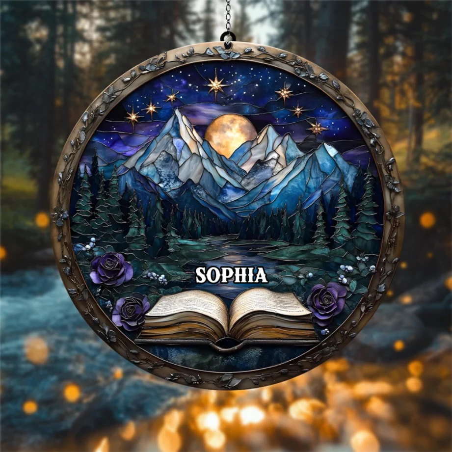 Fourth Wing Starry Night Book - Personalized Window Hanging Suncatcher Ornament - Christmas Gift For Book Lovers, Readers HH01