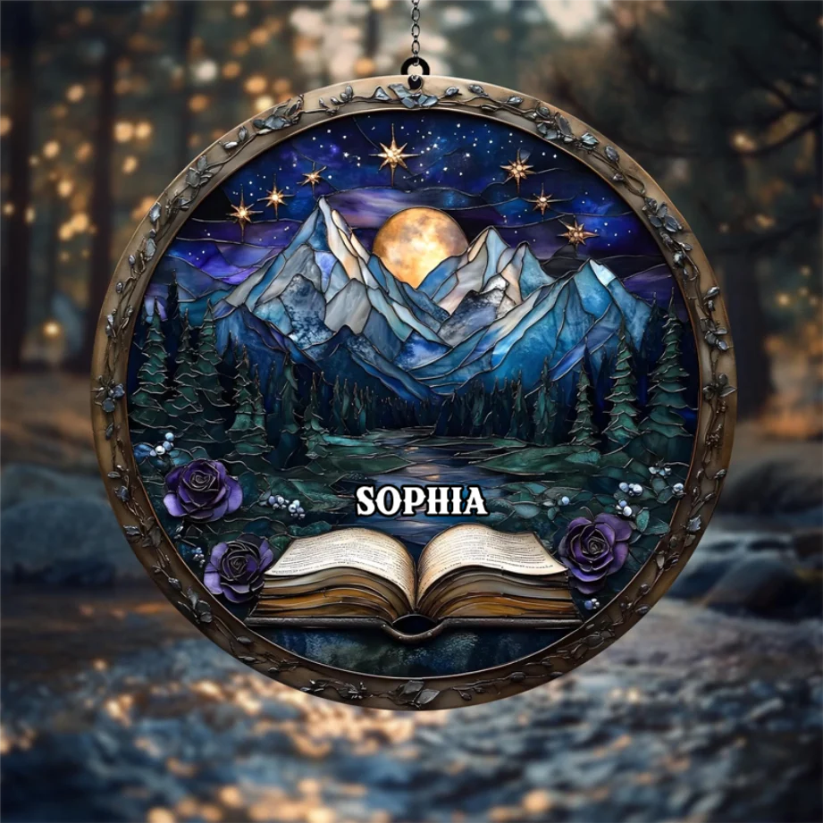 Fourth Wing Starry Night Book - Personalized Window Hanging Suncatcher Ornament - Christmas Gift For Book Lovers, Readers HH01 - Image 2