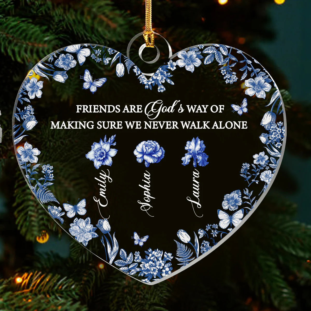 Friends Are God's Way Of Making Sure We Never Walk Alone - Personalized  Acrylic Ornament TD118. - Image 3