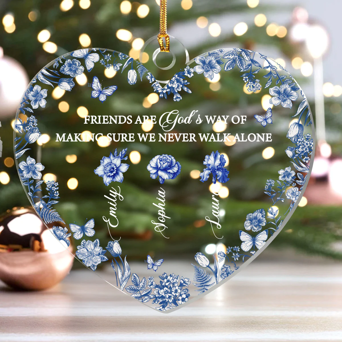 Friends Are God's Way Of Making Sure We Never Walk Alone - Personalized  Acrylic Ornament TD118. - Image 4