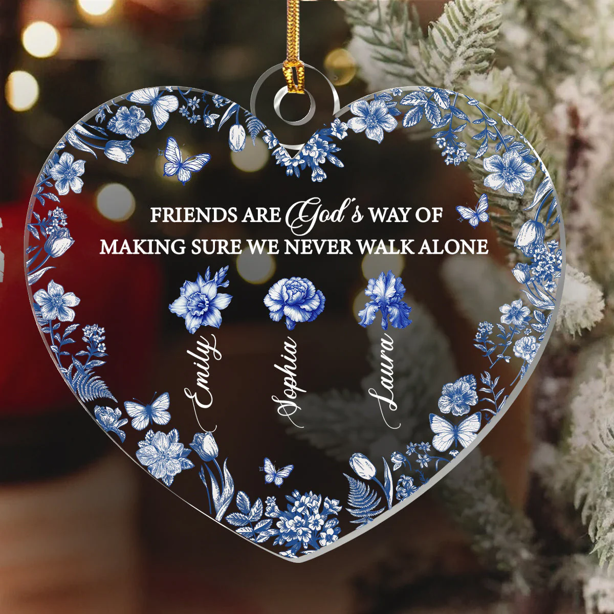 Friends Are God's Way Of Making Sure We Never Walk Alone - Personalized  Acrylic Ornament TD118. - Image 6
