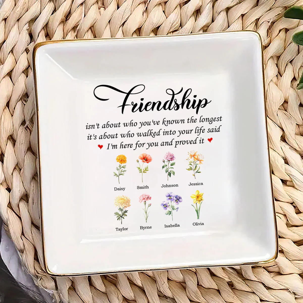 Friendship Isn't About Who You've Known The Longest - Personalized Jewelry Dish - Gift For Grandma, Mom, Girlfriend, Wife, Bestie, Sister - NH96 - Image 3