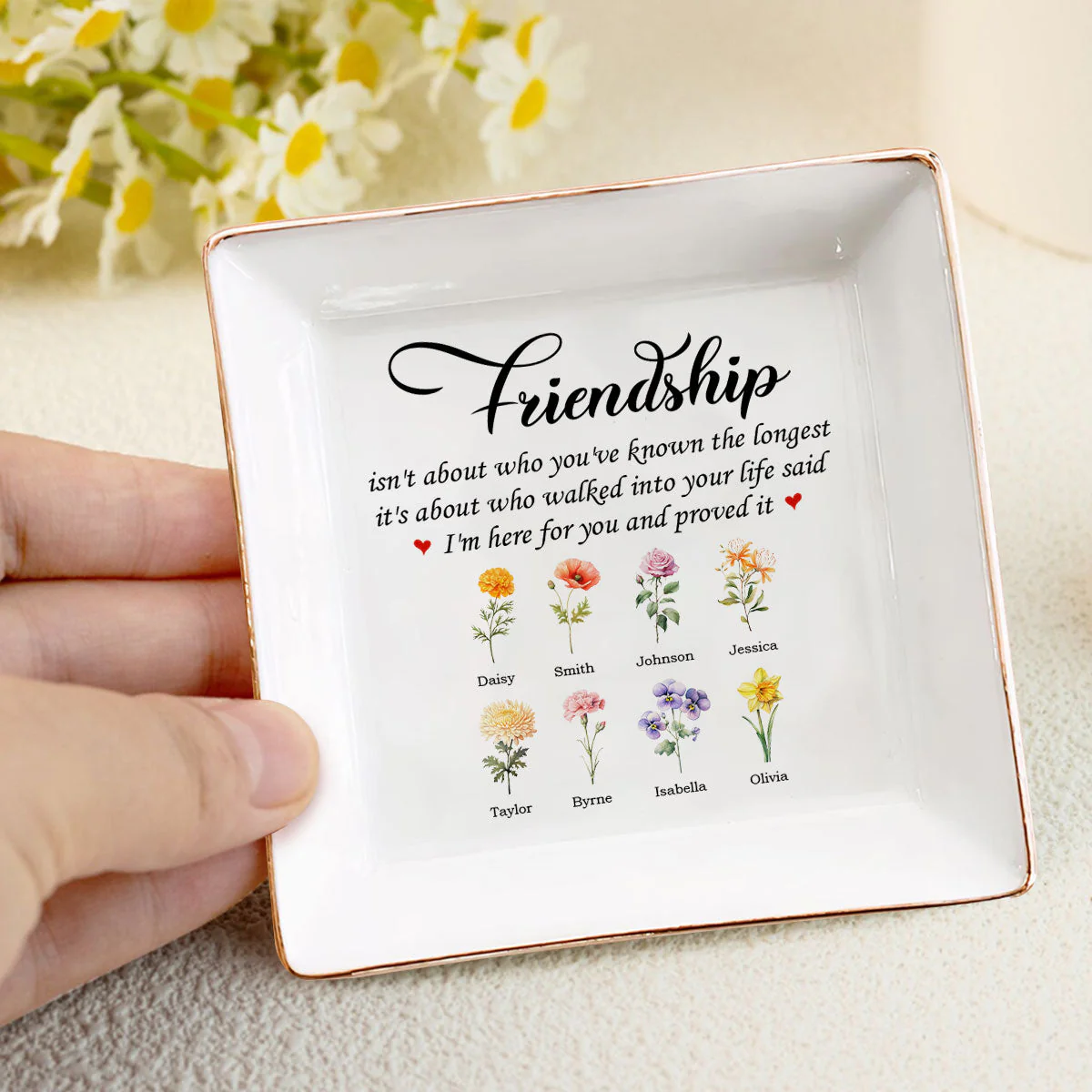 Friendship Isn't About Who You've Known The Longest - Personalized Jewelry Dish - Gift For Grandma, Mom, Girlfriend, Wife, Bestie, Sister - NH96 - Image 4