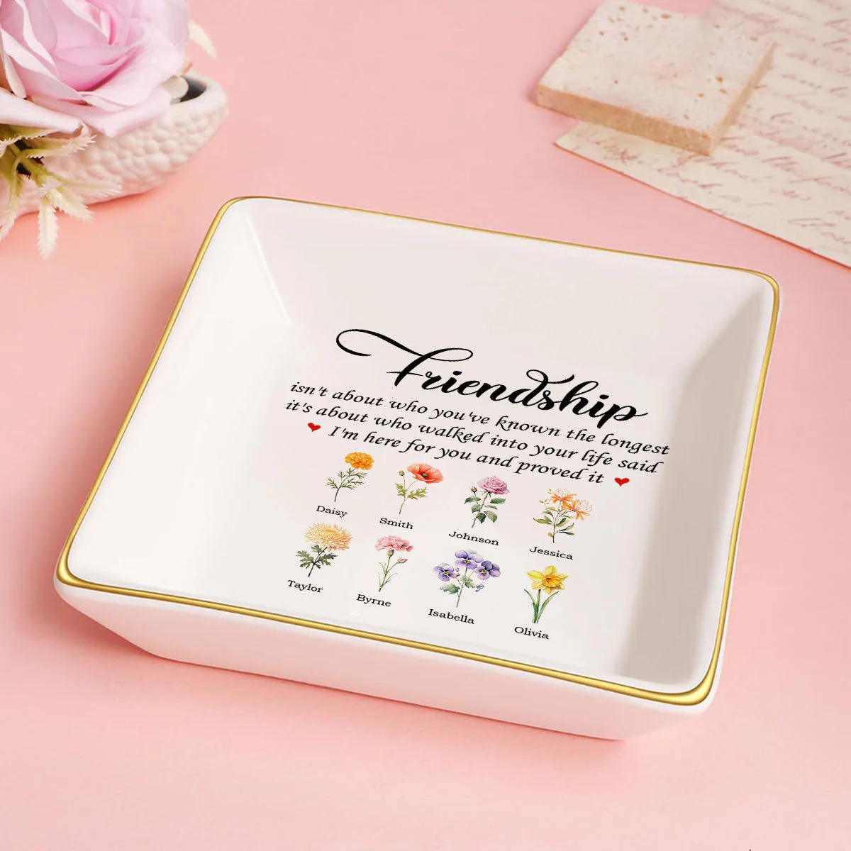 Friendship Isn't About Who You've Known The Longest - Personalized Jewelry Dish - Gift For Grandma, Mom, Girlfriend, Wife, Bestie, Sister - NH96 - Image 5
