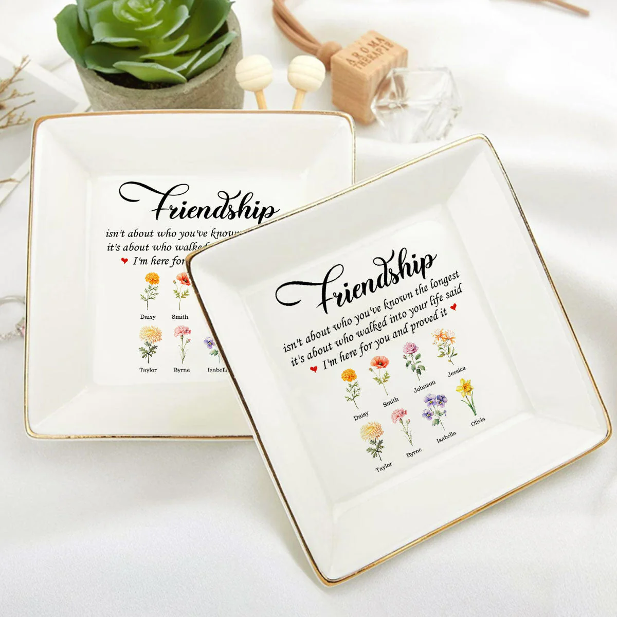 Friendship Isn't About Who You've Known The Longest - Personalized Jewelry Dish - Gift For Grandma, Mom, Girlfriend, Wife, Bestie, Sister - NH96 - Image 6