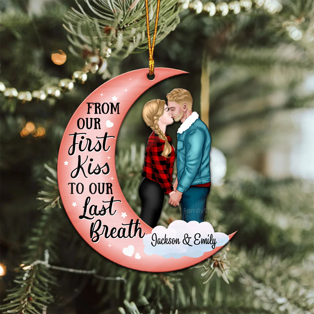 From Our First Kiss - Gift for Couples - Personalized Wood Ornament - CL30 NH96 - Image 4