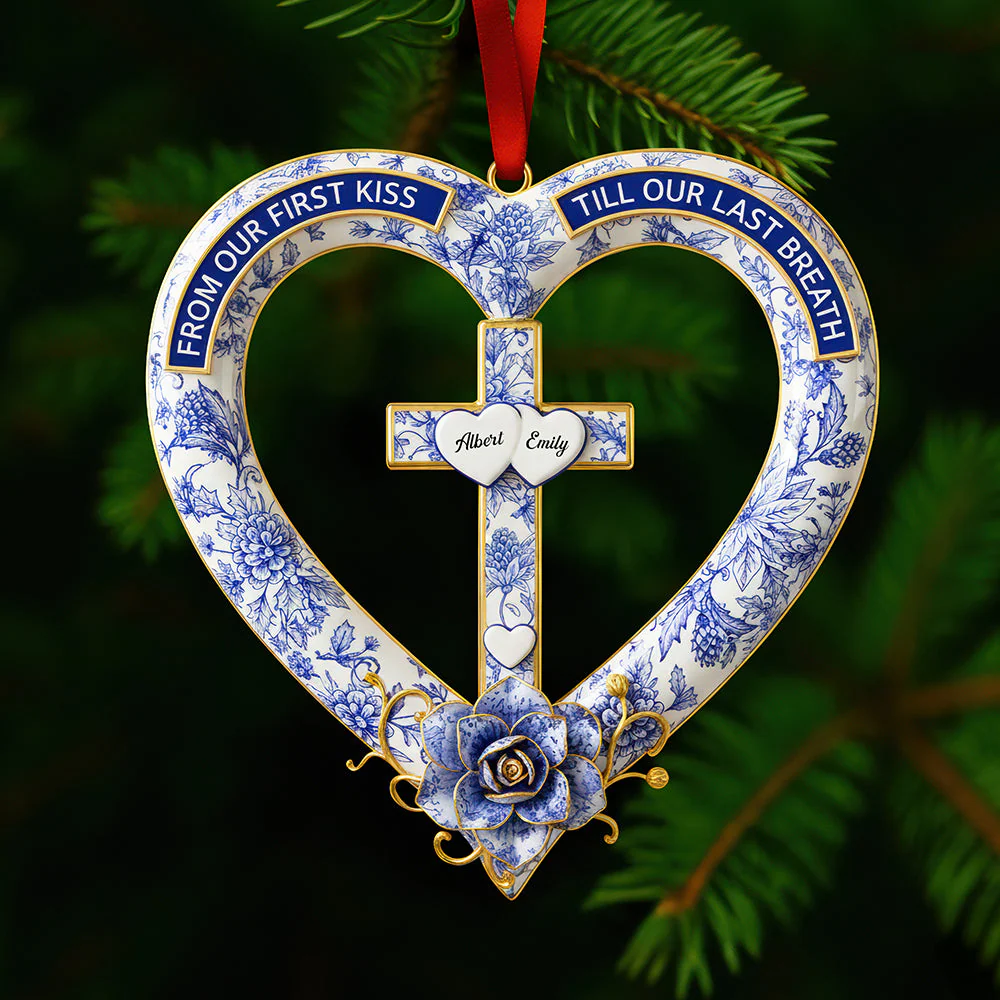 From Our First Kiss Till Our Last Breath - Personalized Acrylic Ornament - Gift For Christian Couples NL122 - Image 2