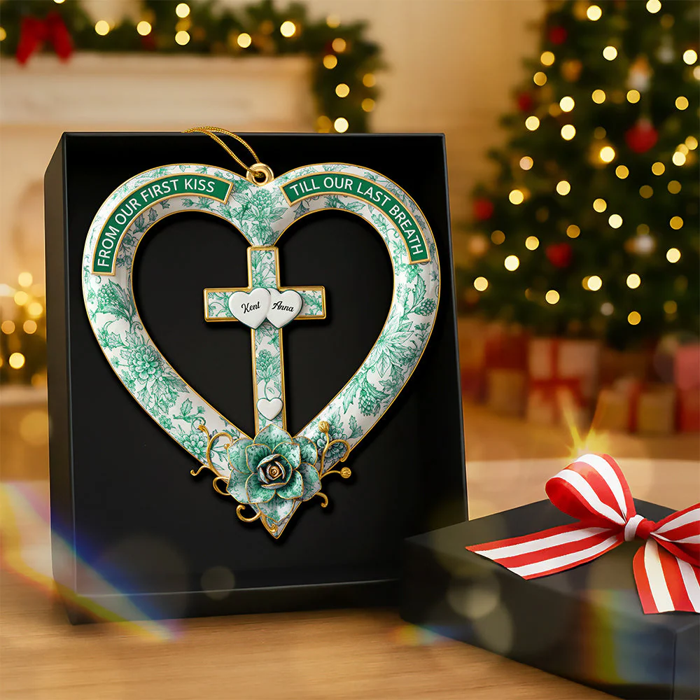 From Our First Kiss Till Our Last Breath - Personalized Acrylic Ornament - Gift For Christian Couples NL122 - Image 3