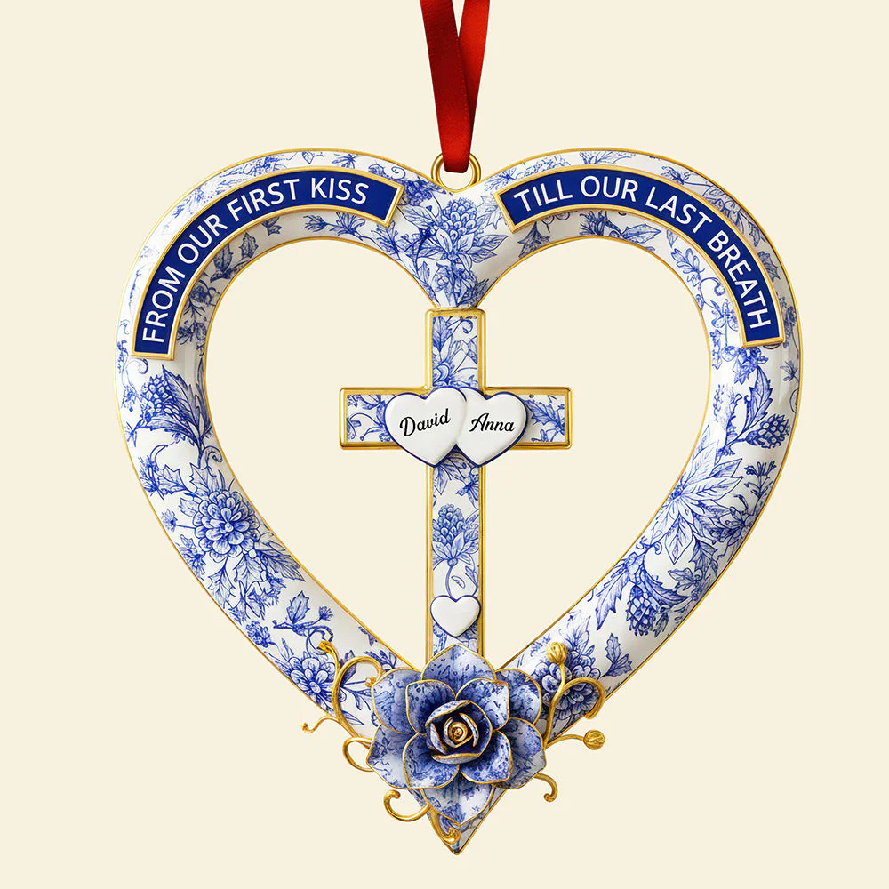 From Our First Kiss Till Our Last Breath - Personalized Acrylic Ornament - Gift For Christian Couples NL122 - Image 4